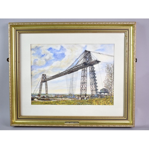 302 - A Framed Mixed Media, Newport Transporter Bridge by Conrad, 39x29cm