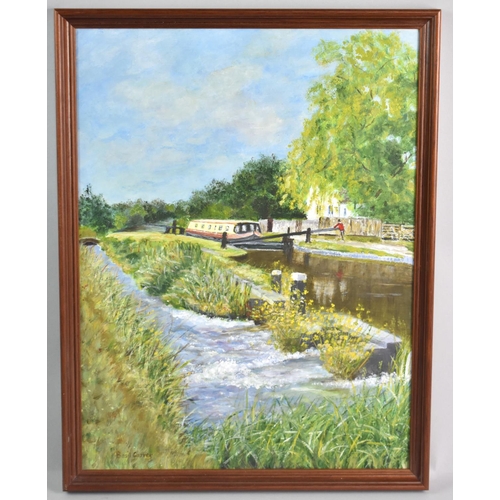 303 - A Framed Oil on Board, Canal Scene by Basil Carver, Subject 30x40cm