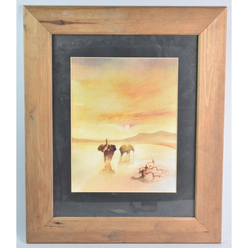 306 - A Framed Patrick Bradfield Print, Elephant Call, Subject 26x33cm