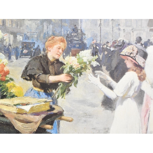 307 - A Framed Print, The Flower Seller, Subject 39x26cm