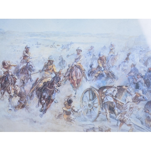 317 - A Framed Lady Butler Print, Charge at Huj (Final Cavalry Charge), Subject 58x30cm