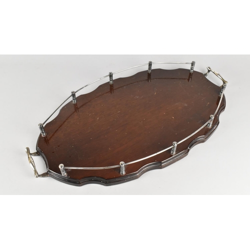 32 - An Early/Mid 20th Century Two Handled Mahogany Gallery Tray, 53cms Long