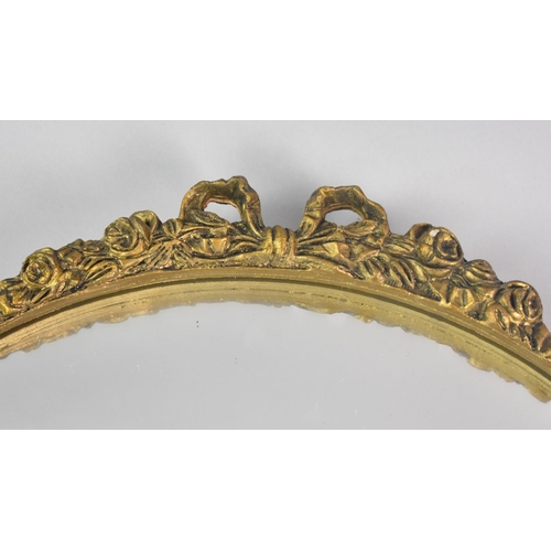 322 - A Gilt Framed Circular Convex Wall Mirror with Bow Finial, 48cm Diameter