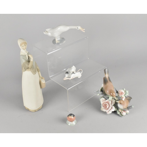 335 - A Collection of Ceramics to Comprise Lladro Bird Group, Duck, Lady, Copenhagen Mouse Group and a Rob... 