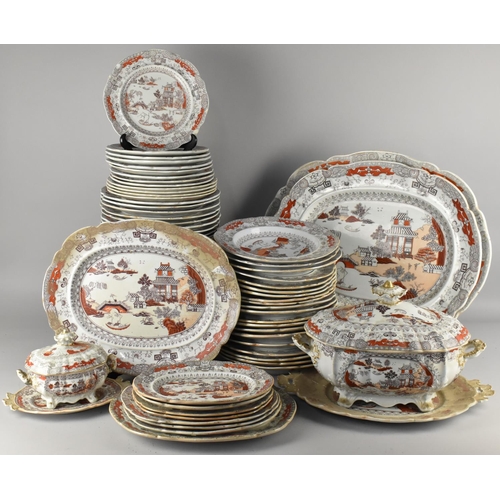 340 - A Very Large 19th Century Mason's Ironstone Pekin Pattern Dinner Service to Comprise Plates, Bowls, ... 