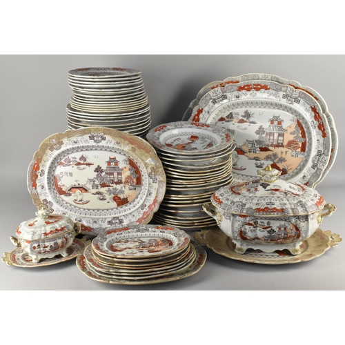 340 - A Very Large 19th Century Mason's Ironstone Pekin Pattern Dinner Service to Comprise Plates, Bowls, ... 