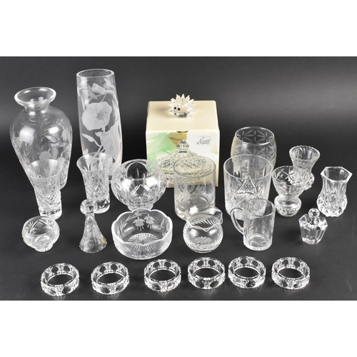 347 - A Collection of Various Glassware to Comprise Vases, Tumblers, Swarovski Hedgehog etc