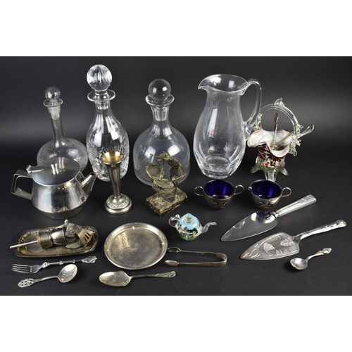 351 - A Collection of Various Glass and Metalwares to Comprise Decanters, Jug, M.S. Oranje Fork, Flatware ... 