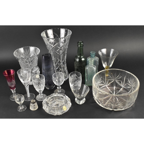 356 - A Collection of Glassware to Comprise Vases, Bowl, Bottles etc