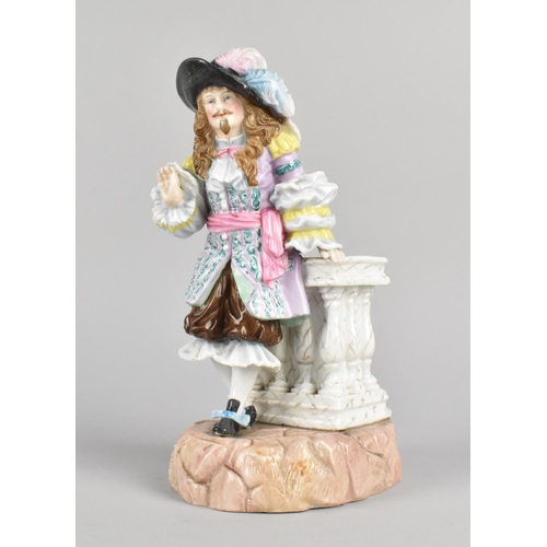 365 - A Ernst Bohne Porcelain Figural Spill Vase Modelled with Dandy Leaning Against Plinth, 20cm high