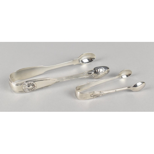 380 - Two Silver Sugar Tongs, Large Victorian Pair with London Hallmark, 54g and Smaller Pair with Birming... 