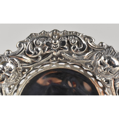 382 - A Victorian Silver Dish by Henry Matthews with Pierced Trim and Scrolled and Mask Head Repousse Deco... 