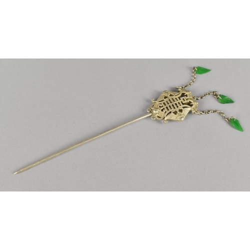 401 - A White Metal Chinese Hairpin, 18cm long