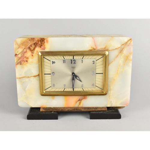 44 - A French Art Deco Onyx Mantel Clock by Bayard, Paris, 25.5cms Wide