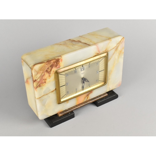 44 - A French Art Deco Onyx Mantel Clock by Bayard, Paris, 25.5cms Wide