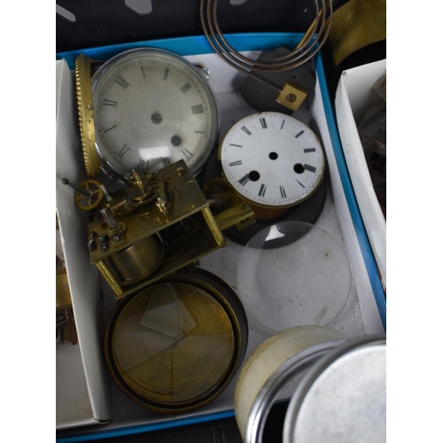 443 - A Collection of Various Clock Parts to Include Faces, Movements, Mainsprings etc