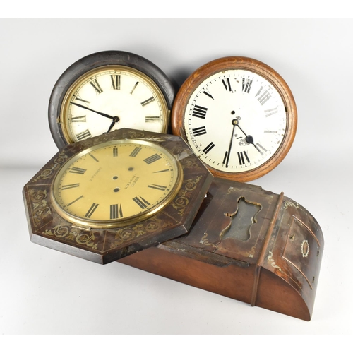 447 - Three Various Wall Clocks (No Movements) Together with a Vienna Style Clock (All with Issues)