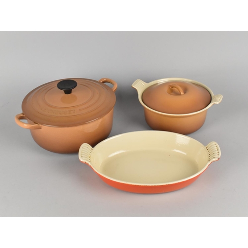 448 - Two Le Creuset Pots Together with an Enamelled Dish