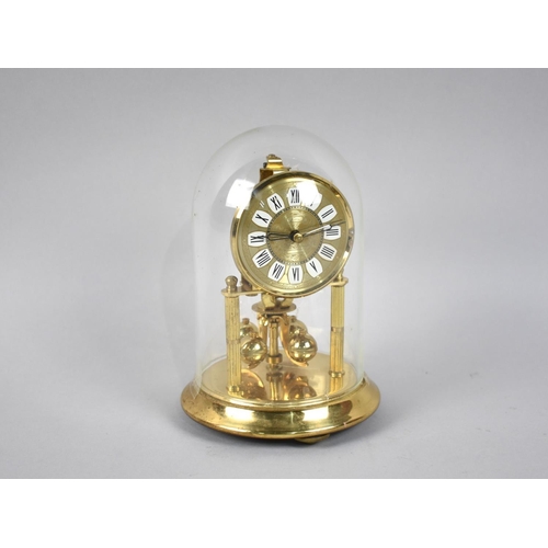 46 - A Mid 20th Century Kundo Pillar Clock Under Glass Dome, 16cms High