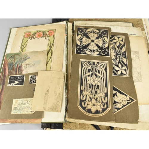 465 - Three Folios Containing Various Sketches, Paintings, Patterns, Still Life etc