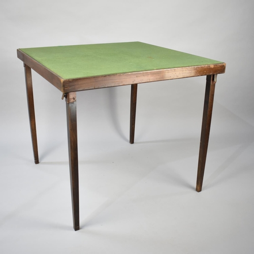 471 - A Vintage Whist Table with Beize Top and Folding Legs