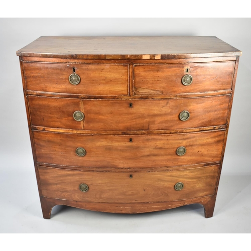 472 - A Late Victorian Bow Fronted Mahogany Chest of Two Short and Three Long Drawers, Bracket Feet, 104cm... 