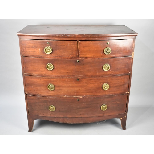 475 - A Late Victorian/Edwardian Mahogany Bow Fronted Bedroom Chest of Two Short and Three Long Drawers