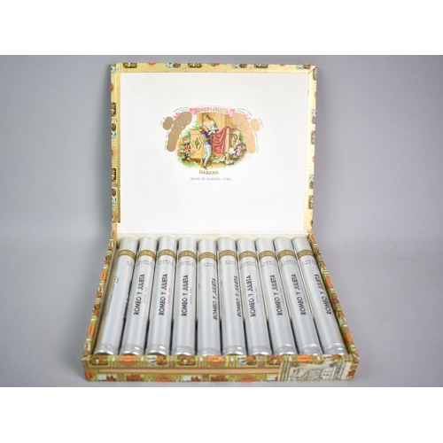 48 - A Box Containing Ten Romeo Y Julieta Churchill Cigars in Aluminium Tubes