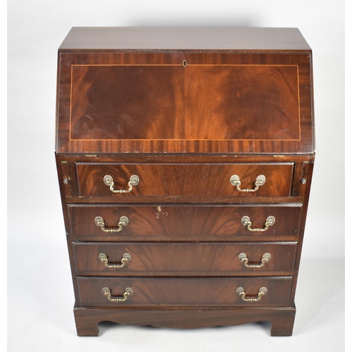 482 - A Mid 20th Century Mahogany Fall Front Bureau with Tooled Leather Writing Surface and Four Drawers t... 