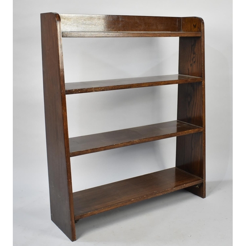 483 - A Mid 20th Century Oak Four Shelf Open Galleried Waterfall Bookcase, 76cms Wide