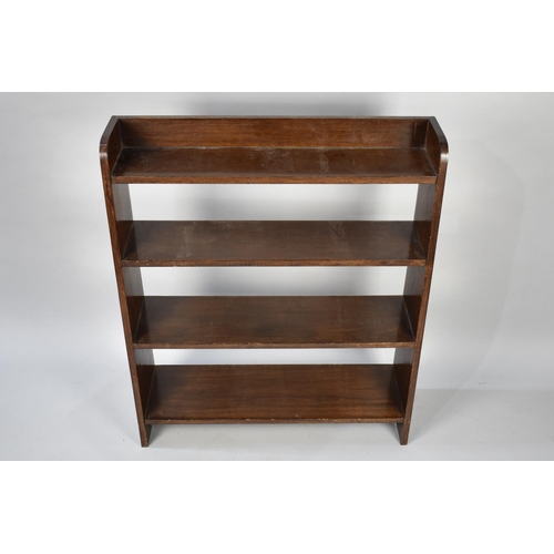 483 - A Mid 20th Century Oak Four Shelf Open Galleried Waterfall Bookcase, 76cms Wide