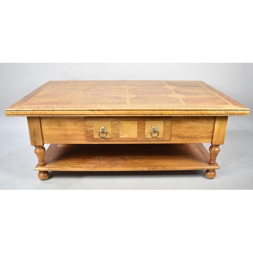 497 - A Modern Inlaid Rectangular Coffee Table with two Drawers, 130x80cms