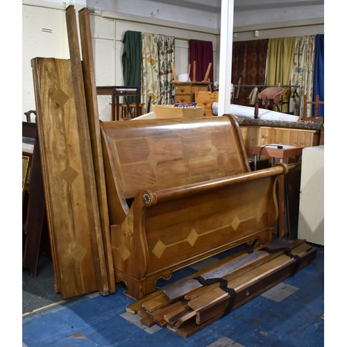 505 - A Modern Inlaid Far Eastern Sleigh Bed for 60