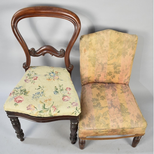 516 - A Victorian Mahogany Framed Side Chair and a Late 19th century Upholstered Ladies Nursing Chair