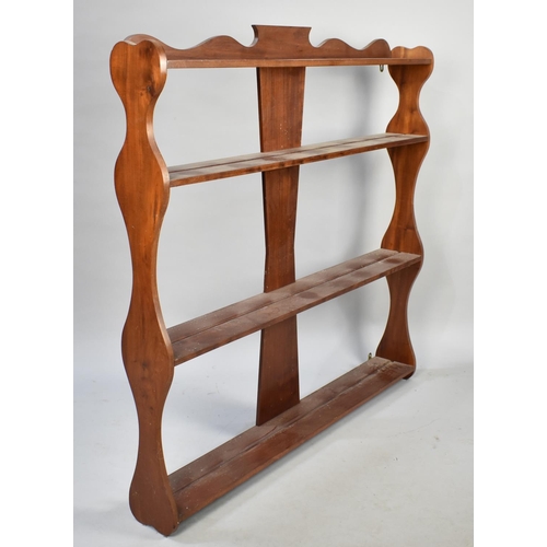 523 - A Wall Hanging Galleried Three Shelf Plate Rack, 102cms Wide