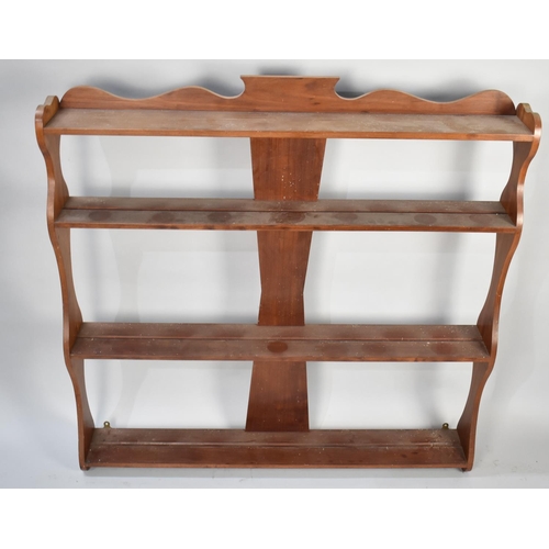 523 - A Wall Hanging Galleried Three Shelf Plate Rack, 102cms Wide