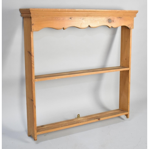 524 - A Modern Pine two Shelf Plate Rack, 79cms Wide