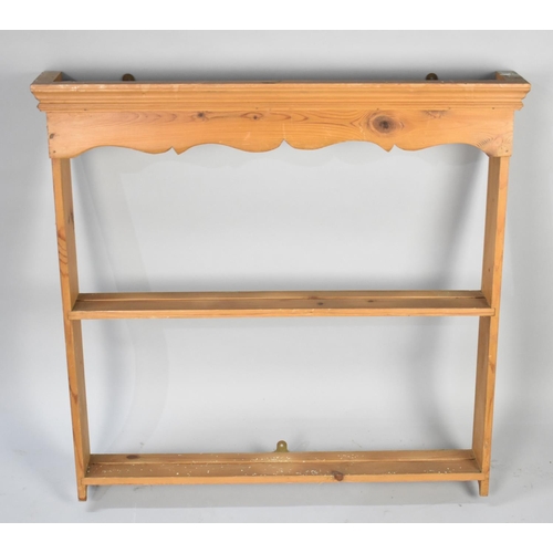 524 - A Modern Pine two Shelf Plate Rack, 79cms Wide