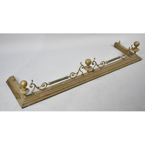 529 - A Late Victorian/Edwardian Brass Fire Kerb, 137cms Long