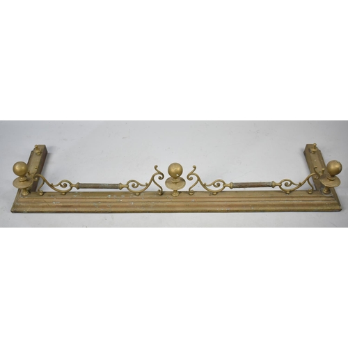 529 - A Late Victorian/Edwardian Brass Fire Kerb, 137cms Long