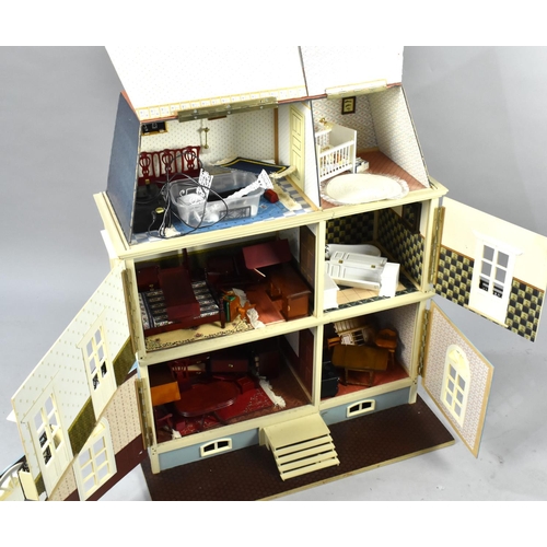 531 - A Modern Dolls House with Electric Lights Complete with Dolls House Furniture, 65cms Wide