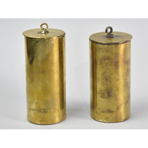 61 - Two Brass Clad Lead Filled Clock Weights, Each 9cms High