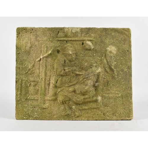 68 - A Cast Reconstituted and Moulded Fire Brick of Rectangular 17th/18th Century Form,Decorated with Fig... 