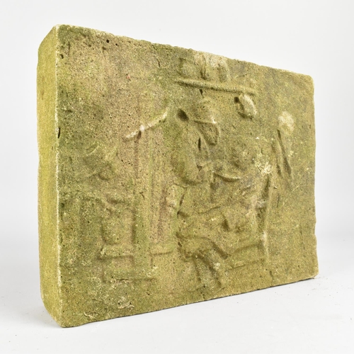 68 - A Cast Reconstituted and Moulded Fire Brick of Rectangular 17th/18th Century Form,Decorated with Fig... 