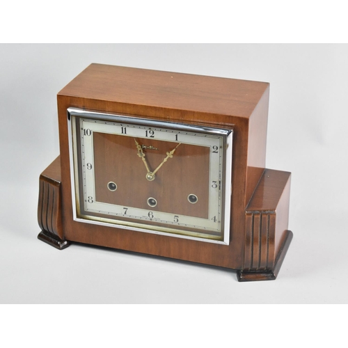 74 - A Bentima Art Deco Westminster Chime Mantel Clock, Working Order, 32cms Wide