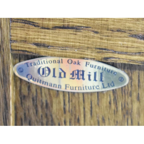 76 - A Mid 20th Century Oak Linenfold Telephone Seat by Old Mill, 94cms Wide