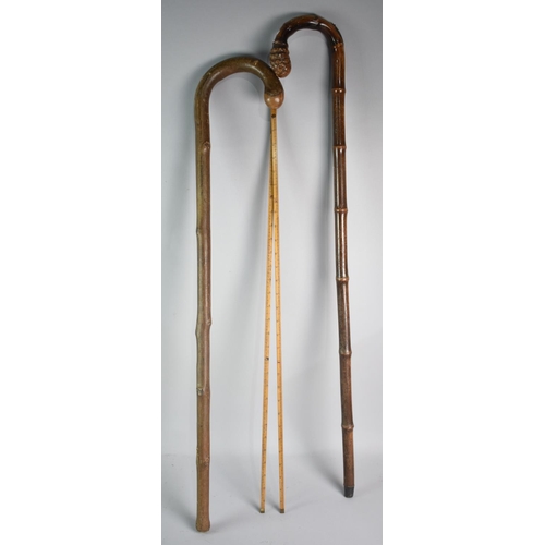 84 - Two Vintage Walking Sticks, One Containing Folding Stanley Rule