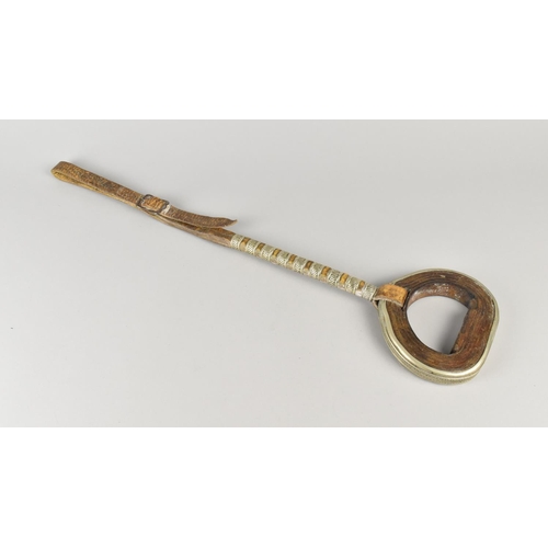 9 - A Single Leather and White Metal Indian Stirrup in the manner of 17th/18th Century, 60cms Long