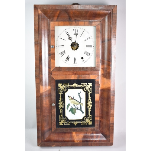 96 - A Large Walnut Cased American Two Weight Wall Clock by Jerome and Co, 42cms Wide and 76cms High