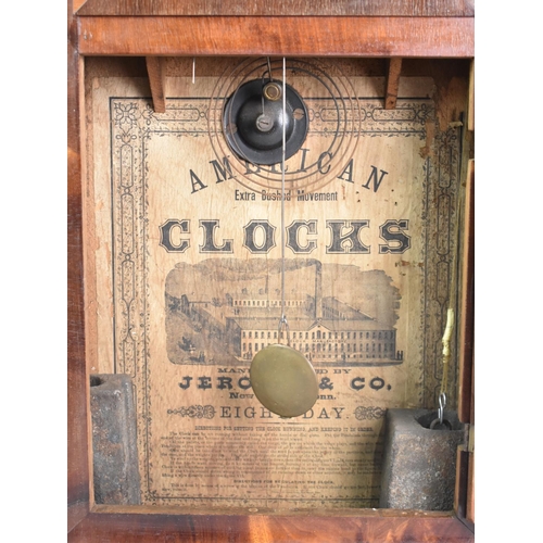 96 - A Large Walnut Cased American Two Weight Wall Clock by Jerome and Co, 42cms Wide and 76cms High